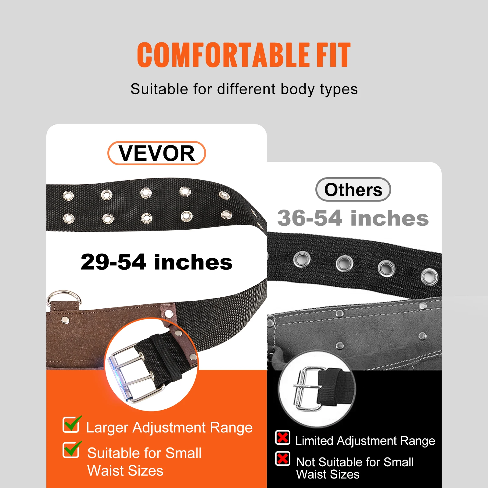 VEVOR 13 Pockets Tool Belt Waist Pouch with Dual Hammer Loops Tool Storge Bag for Wrenchs Screw Electrician Carpenter Repair