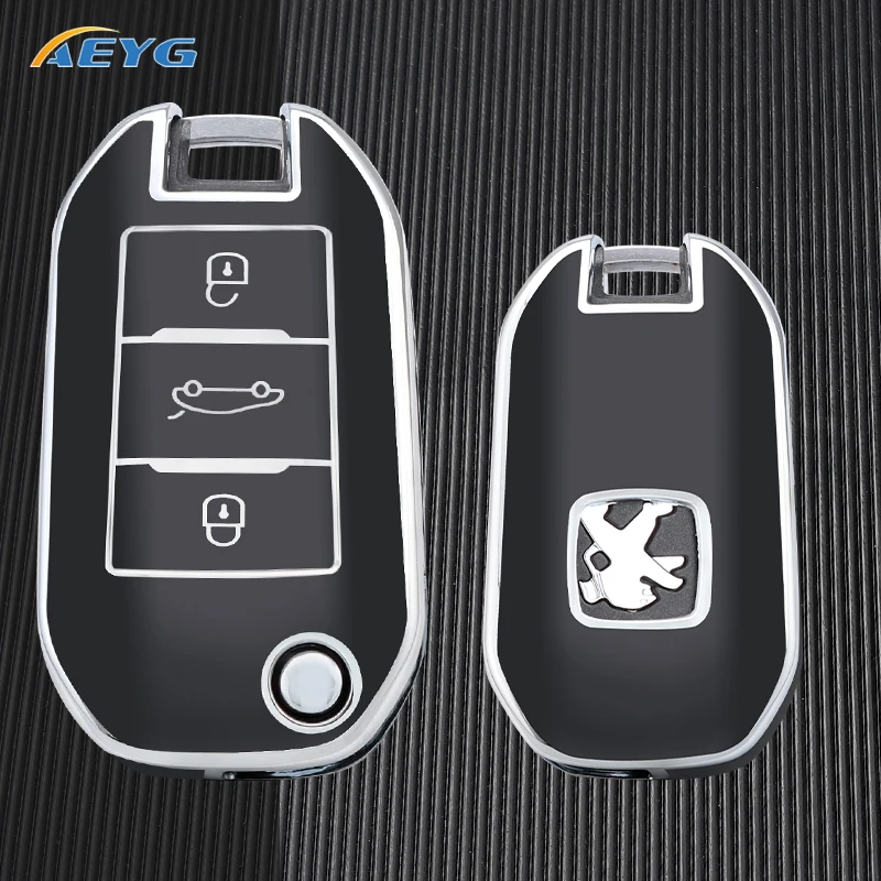 

TPU Car Flip Key Case Cover Shell Fob For Peugeot 208 308 408 508 307 2008 3008 4008 301 C3 C5 For Citroen CACTUS C4L Keychain