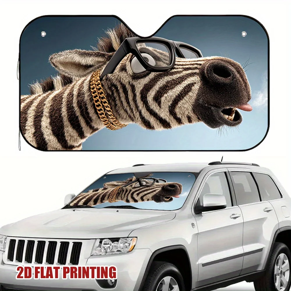 1pc Playful Zebra Character Multi-Functional Car Sun Shade, Suitable For Any Season, Keeps Your Car Comfortable
