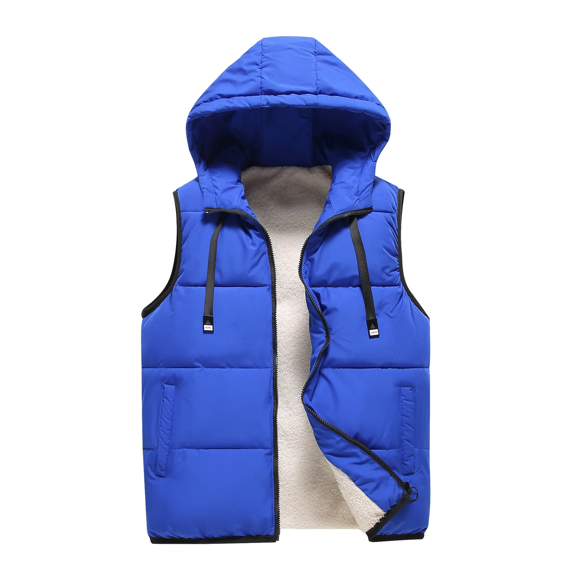 

2024 Men's New Hooded Cashmere Vest Autumn and Winter Warm Fleece-Lined Thick Vest