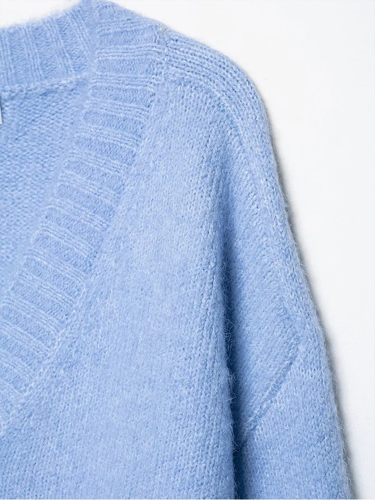 

HH Women's Winter Fashion Vintage Warm V-NeckLong Sleeve Pullover Sweater Female Elegant Loose High Street Casual Soft Sweater