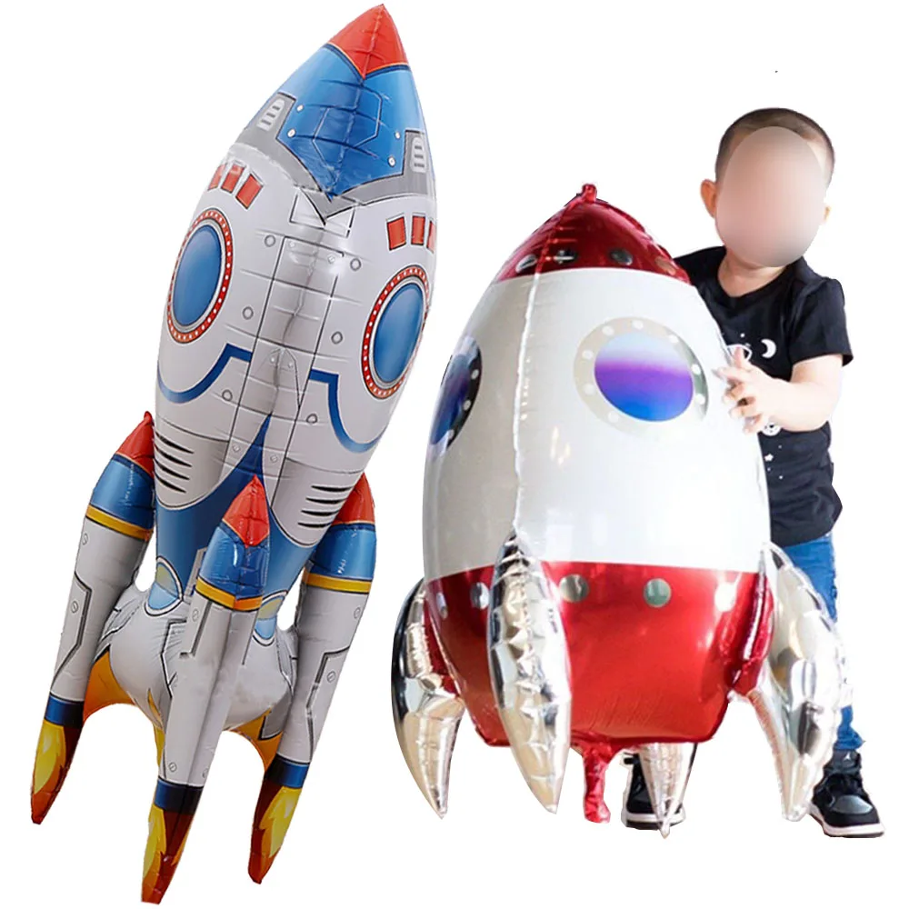 4D Standing Rocket Balloons Space Party Decor Spaceship Balloon Outer Space Theme Birthday Party Decoration Kids Birthday Favors