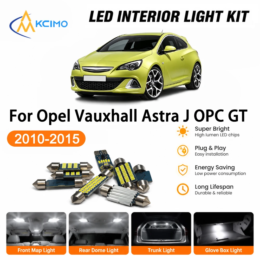 High Quality Atmosphere LED Interior Lightng Kit For Opel Vauxhall Astra J OPC GTC 2010-2015, Map Light Super Bright