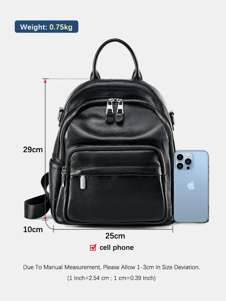 Zency Grey Blue Black Genuine Leather Women Backpack 2024 Lady Large Capacity Travel Backpack Female Knapsack Shoulder Bag