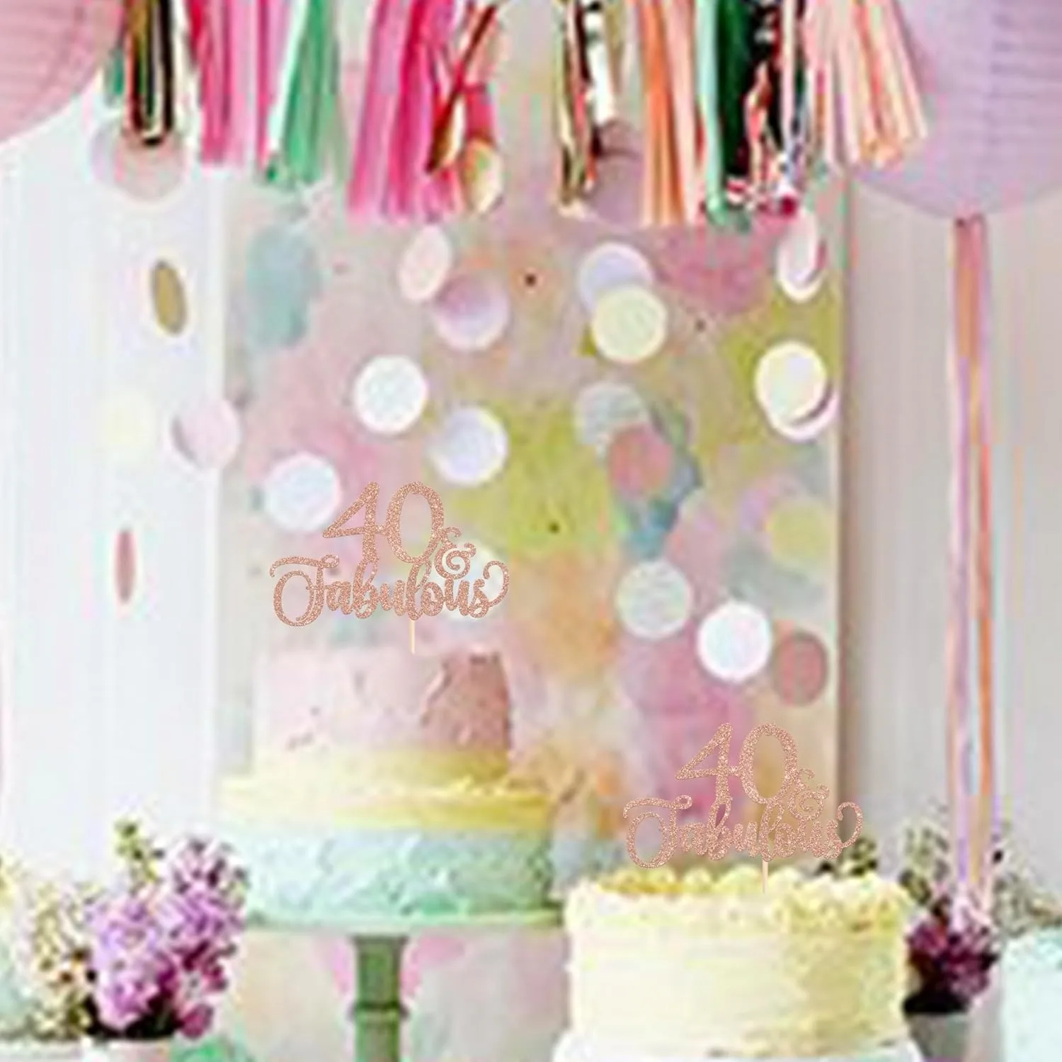 1 Stück glitzernder Champagner-Kuchendekor für den 40. und fabelhaften Stil – Kuchendekorationen zum 40. Geburtstag für Partyzubehör – Detail 6