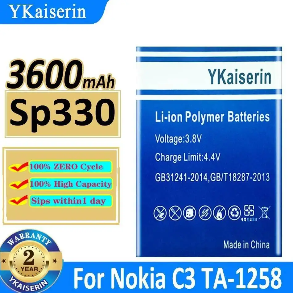 

Stable 3600Mah Sp330 For Nokia C3 TA-1258 Mobile Phone Battery