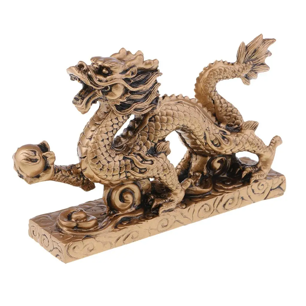 Chinese Fengshui Handmade Resin Dragon Statue Figurine Wealth Home Decor Gift