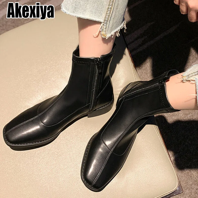 

Women Ankle Boots Luxury High Heels Zipper Black Chelsea Short Boot 2023 Elegant Female Booties Designer Shoe bc6997