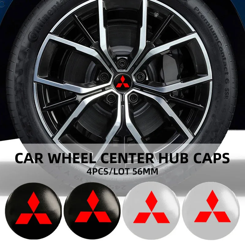 

56mm Car Wheel Center Hub Cap Rim Cover Emblem Stickers for Mitsubishi Lancer ASX Outlander Pajero Evolution Car Accessories