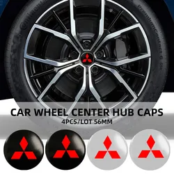 56mm Car Wheel Center Hub Cap Rim Cover Emblem Stickers for Mitsubishi Lancer ASX Outlander Pajero Evolution Car Accessories