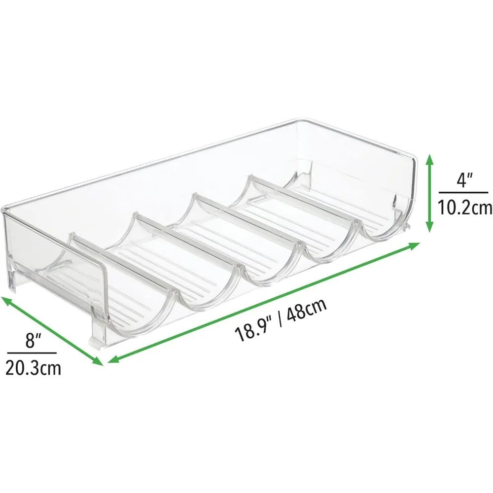 Stackable Plastic Water Bottle and Wine Rack Organizer for Kitchen, Holds 5 Bottles Each, 2-Pack Clear