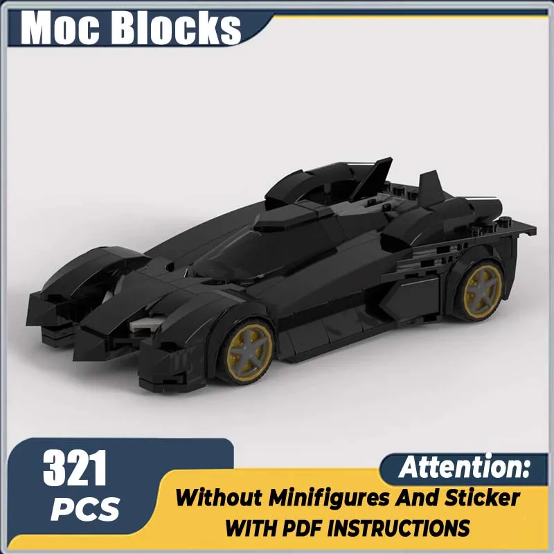 

City Car Speed Champion Model MOC Building Bricks Bat Black Car Modular Technology Gifts Holiday Assemble Children Toys Suit