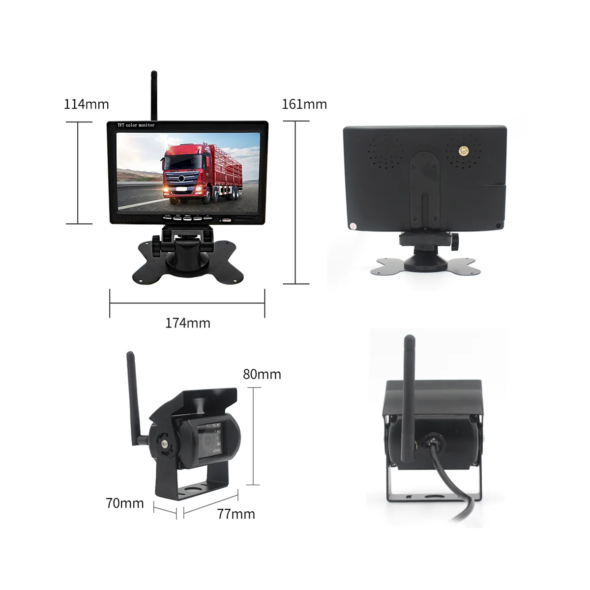 

Durable 7 Inch Reversing Monitor Reversing Image HD Infrared Night Vision Camera Universal