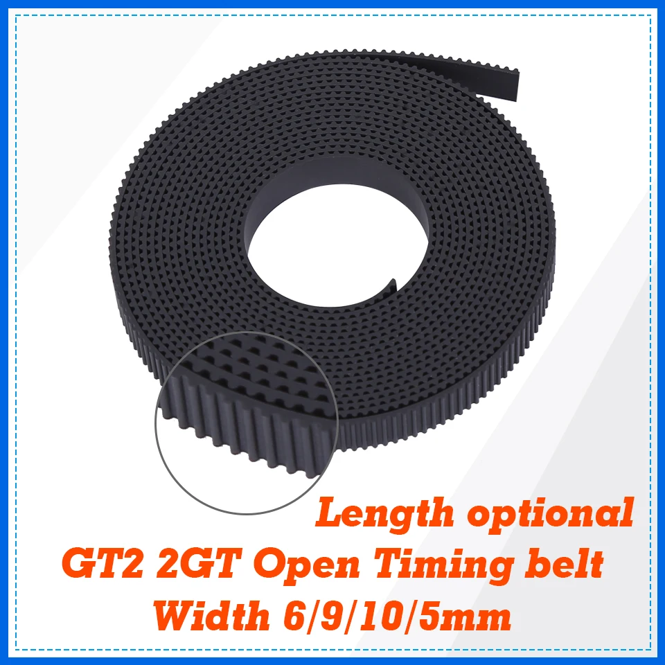 2GT Open Synchronous Timing belt width 6/9/10/15mm Rubber Aramid Fiber Samll Backlash cut to length GT2 2GT-6/2GT-10/2GT-15