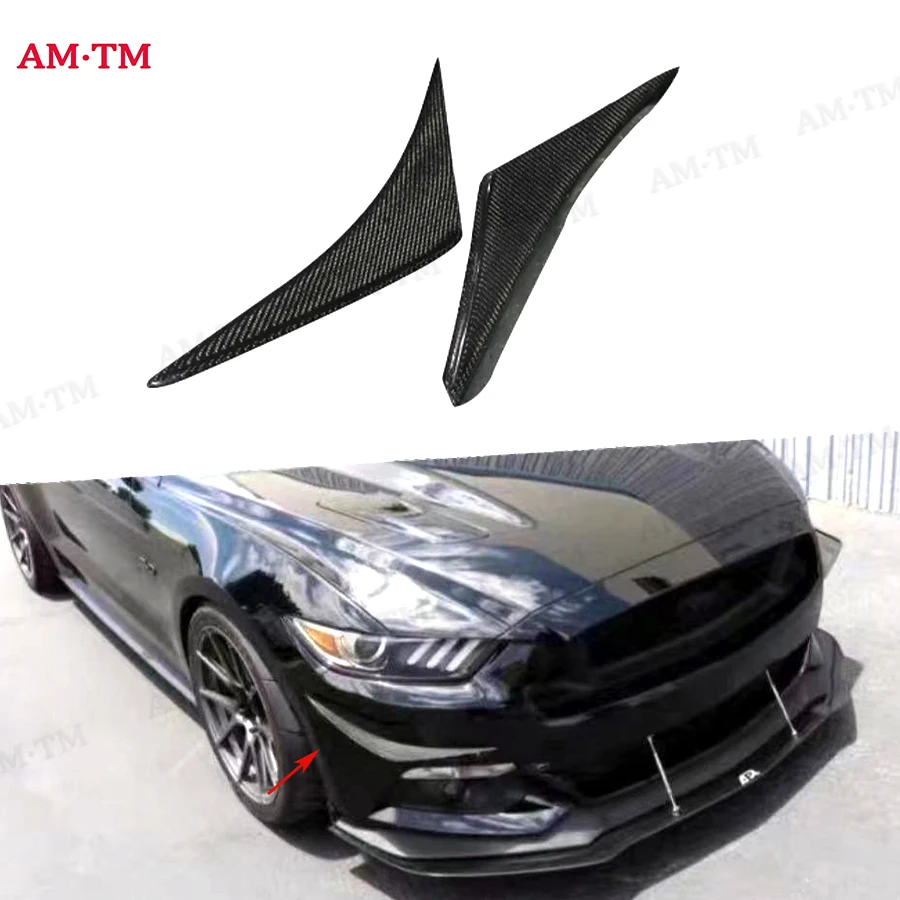 

Для Ford Mustang 2015-2020 Высококачественный передний бампер автомобиля из углеродного волокна, сплиттер, спойлер Canard, воздушный нож, объемная отделка