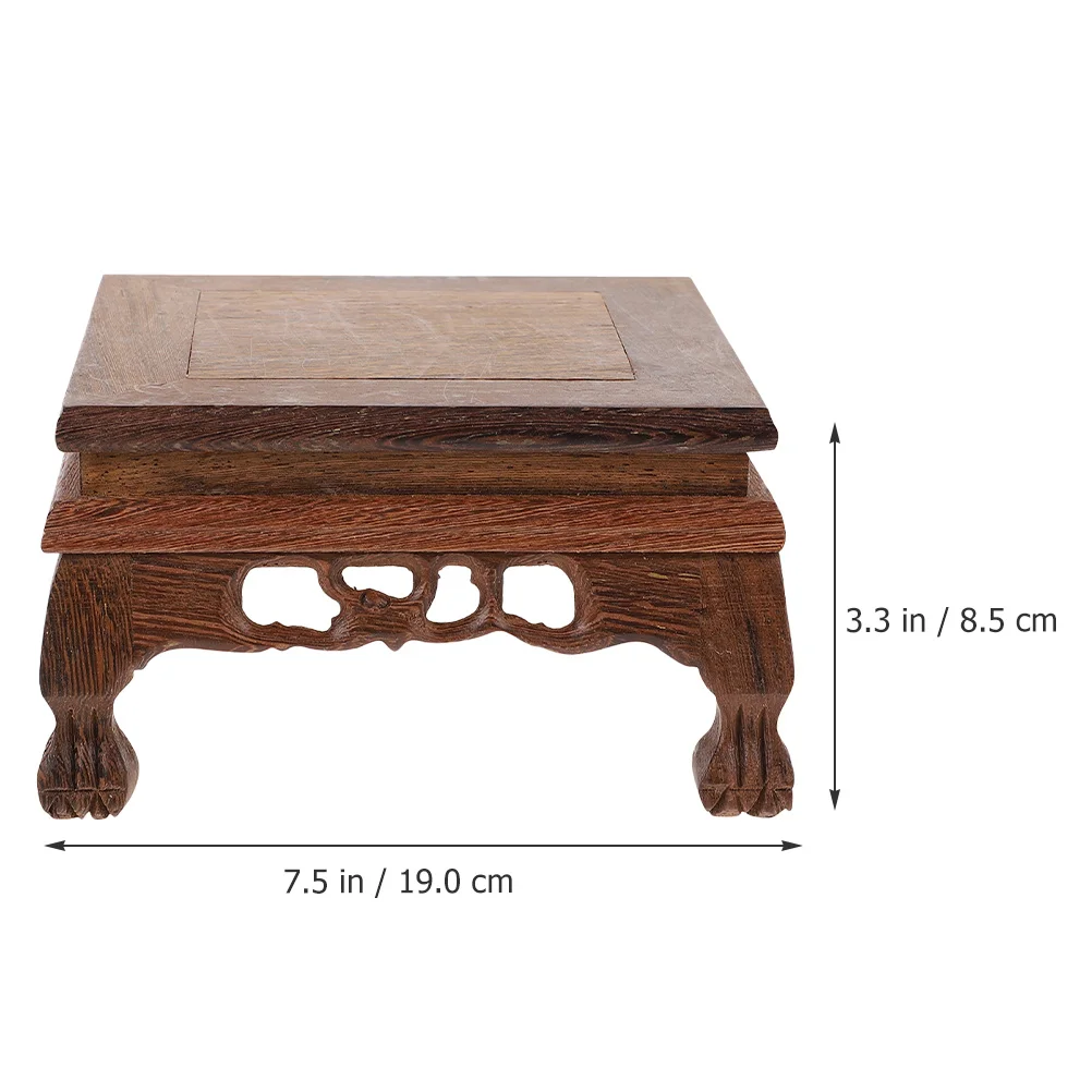 

Carved Wooden Display Stand Rectangular Vintage Pedestal for Vase Buddha Plant Home Decoration Ornament