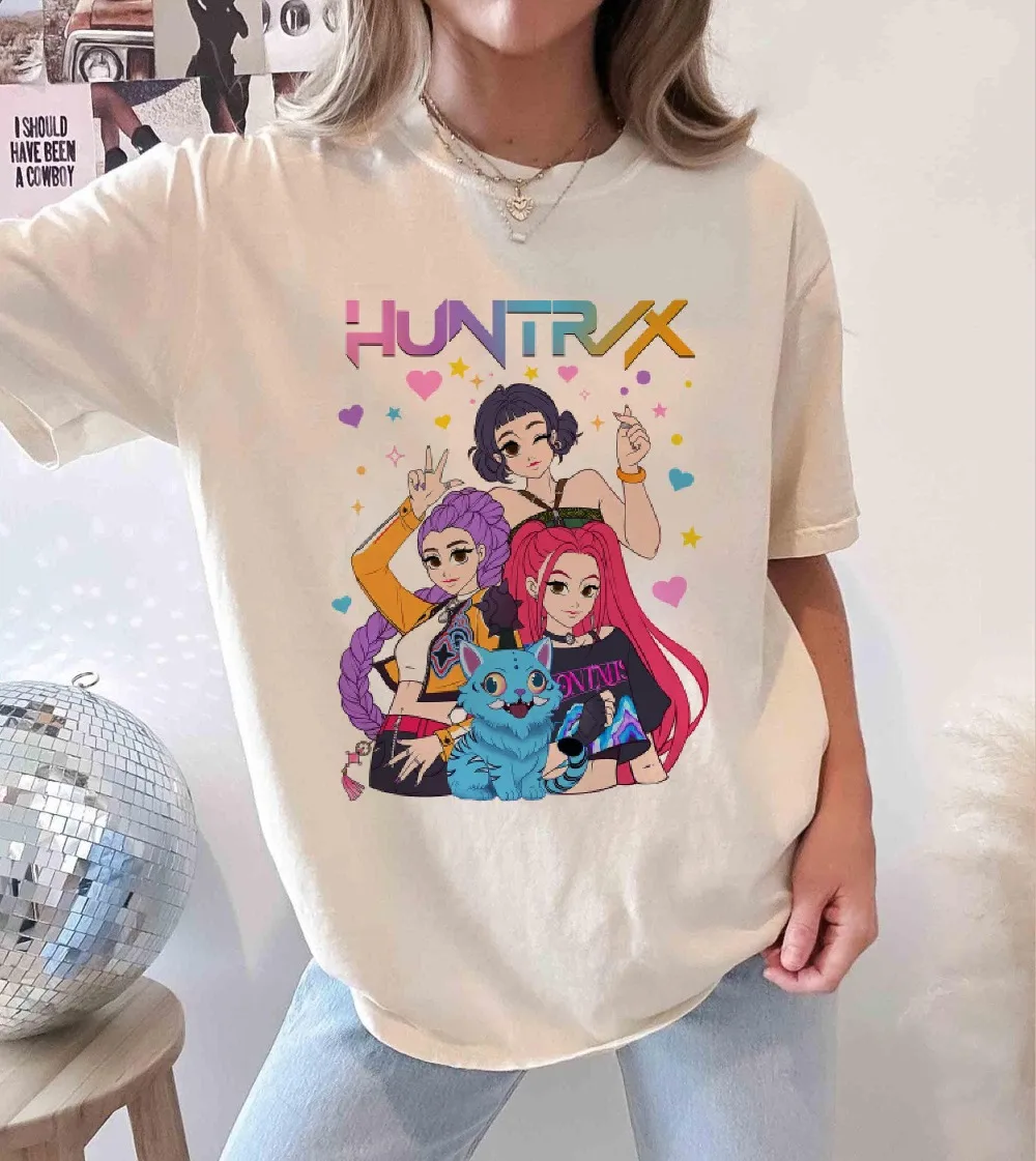 Huntrix Kpop شيطان الصيادين قميص Huntrix الفتيات تي شيرت ميرا رومي جوي قميص شيطان الصيادين تي شيرت هدية ل Kpop مروحة قميص #2