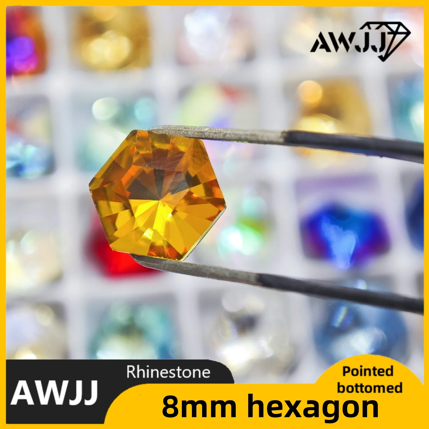 8mm Hexagon Shaped Crystal Lotus section Pointed bottomed Decoration Gems Used for earrings necklaces Nail Jewelry accessory