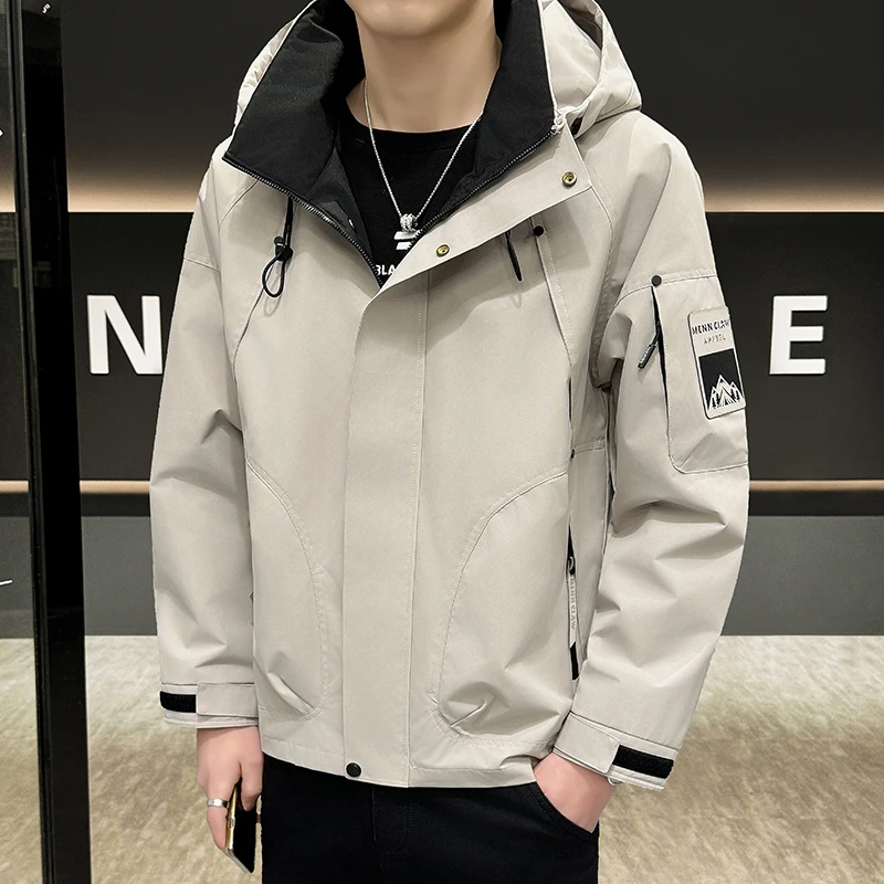 

Мужская повседневная куртка American Sle Outdoor Workwear с капюшоном, модная осенняя новинка, универсальная, прямого кроя, из полиэфирного волокна