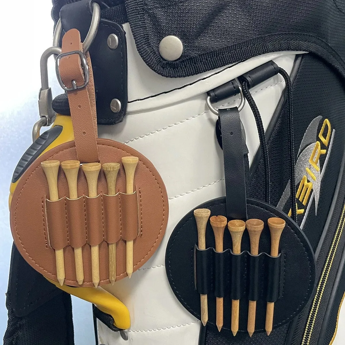 

Круглый кожаный чехол для мяча для гольфа, портативная сумка для хранения с кожаной пряжкой-петлей, нежные несколько кобуров для тренировок по гольфу