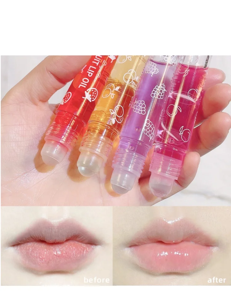 Huile à lèvres hydratante, rouleau brillant, baume à lèvres nourrissant, Transparent, incolore, fruits, avocat, soin pour les lèvres