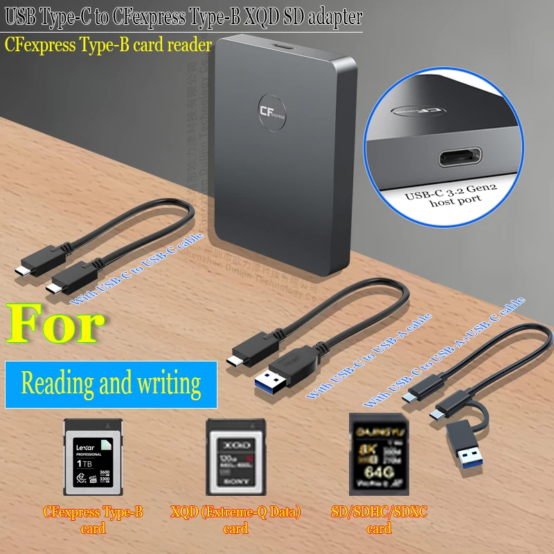 USB C CFexpress Type B/XQD/SD & SDXC & SDHC & SDUC Card Reader USB 3.2 10Gbps Transfer Adapter for Laptop macbook iPhone iPad PC