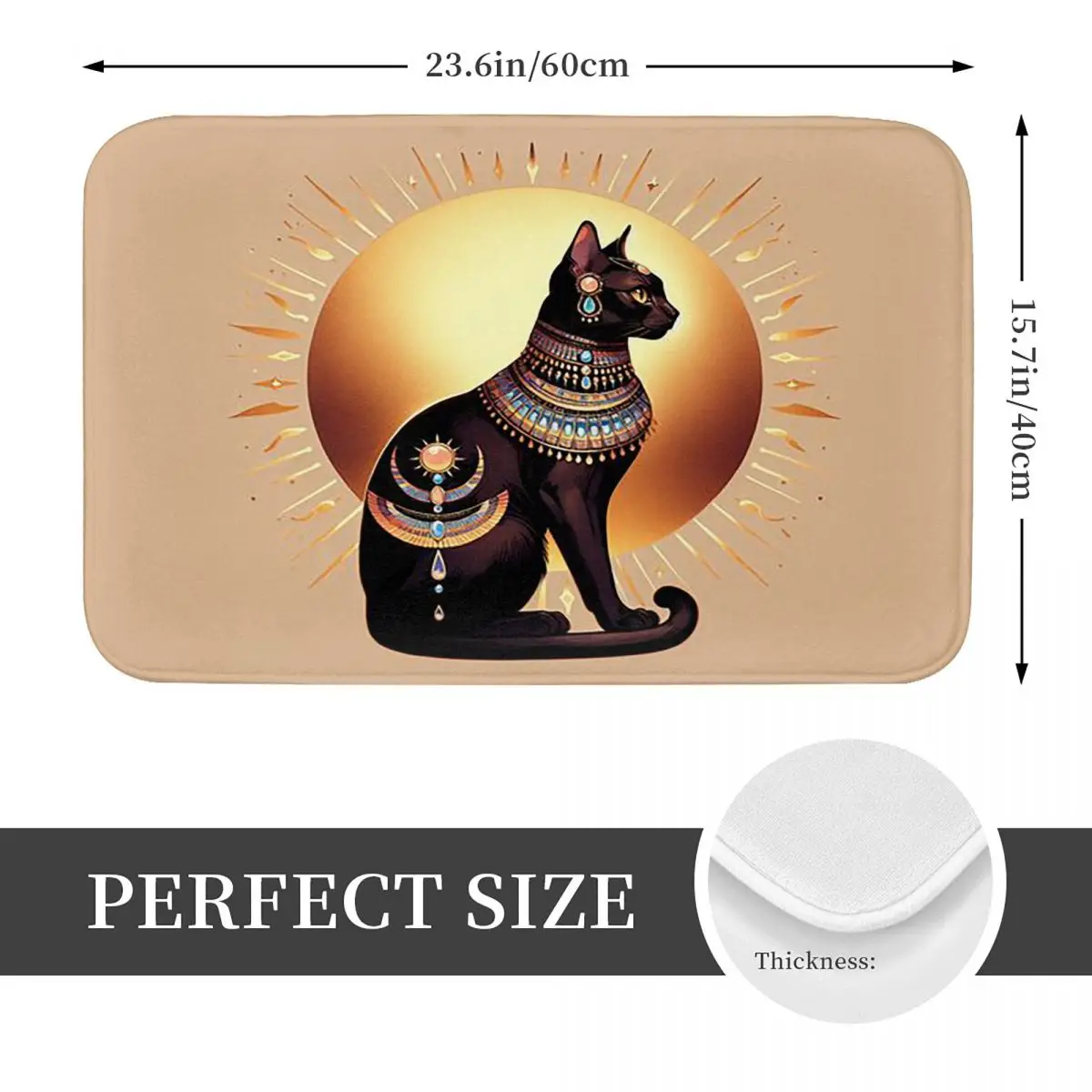 Egyptian Cat Egypt Hieroglyphic Doormat Kitchen Entrance Home Floor Mat Anti-slip Carpet Rug for Bedroom Footpad Mats
