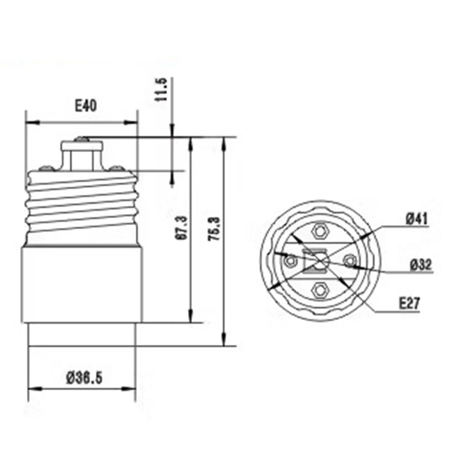 2PCS 75.3mm E40 to E27 Extra Long Bulb Socket Extender - Lamp Base Extension Adapter for LED/CFL/Halogen Lights