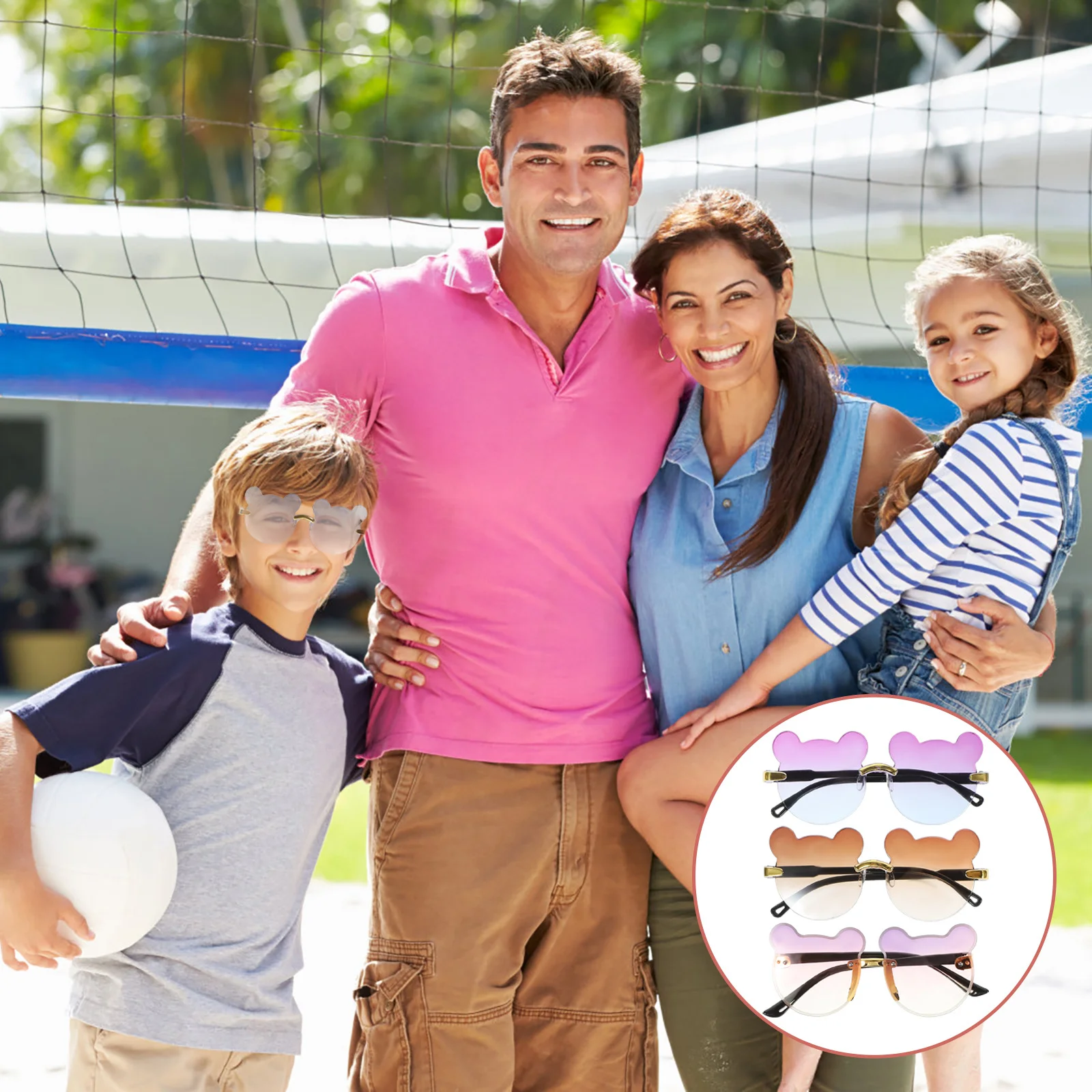 

3Pcs Cartoon Bear Sunglasses Cute Pc Material Funny Party Glasses Lightweight Trendy Festival Props Photo Eyewear