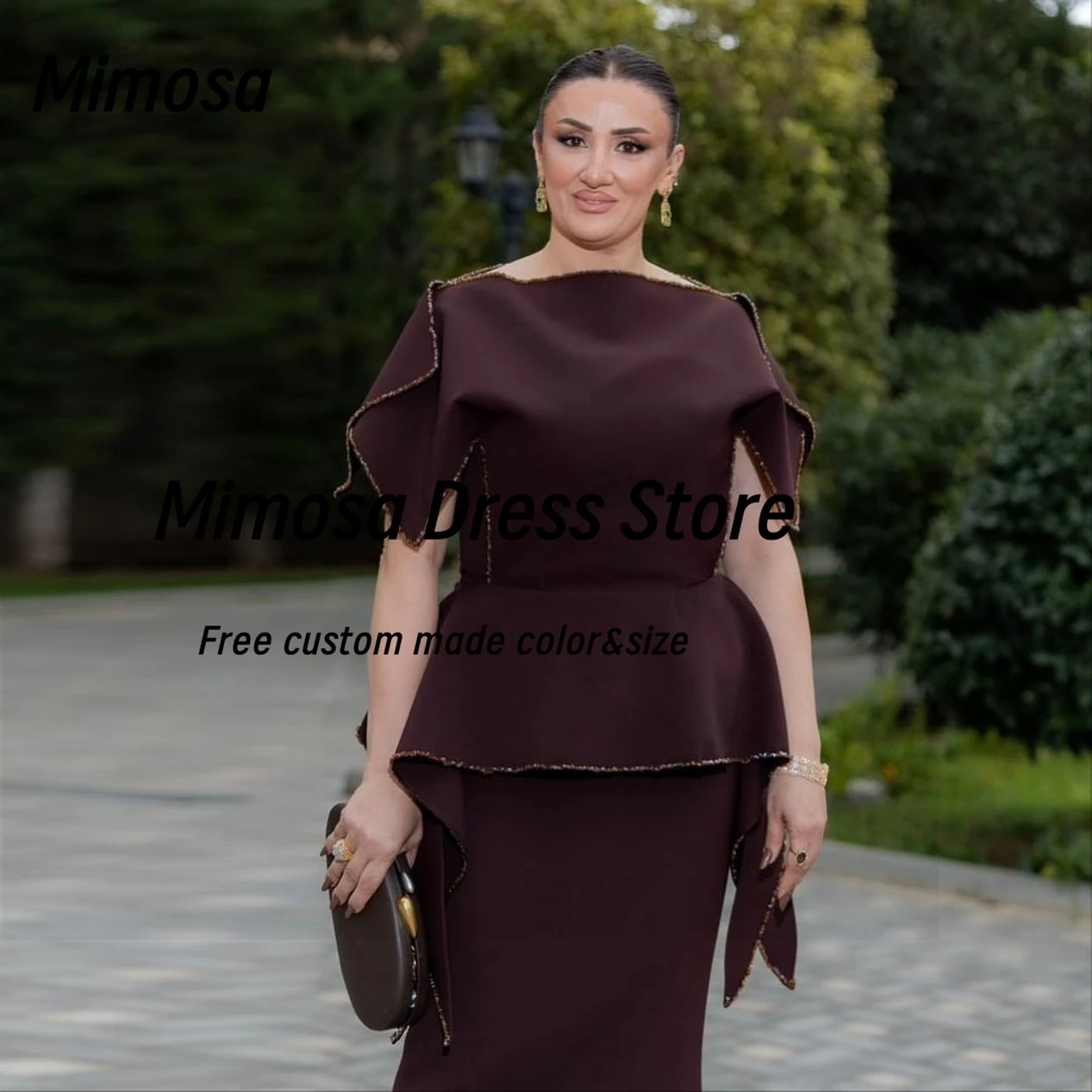 Mimosa Arabia Saudita Abiti da ballo Maniche corte Abito da festa formale Le donne indossano abiti da sera lunghi ed eleganti personalizzati