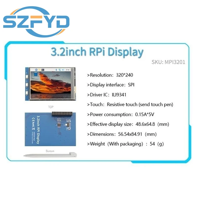 3.2 بوصة TFT 320x240 شاشة LCD تعمل باللمس شاشة عرض SPI واجهة وحدة الذكية LCD التوت بي 3B + /4 B نموذج B