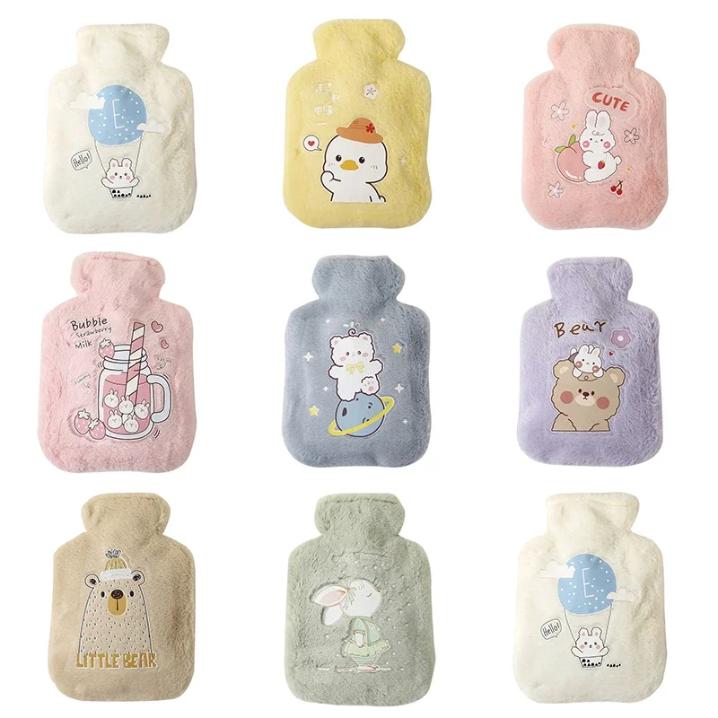 250ML Cute Hot Water Bottle Bag Girls Plush Shoulder Hand Warmer Heat Pack Cute Warm Water Bag Hand Warmer Hot Water Bottle Bag