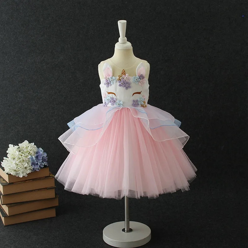 Einhorn Tutu Kleid Prinzessin Kleid Mädchen Geburtstags feier Kleid Kinder Kinder Blumen mädchen Einhorn Kleid Halloween Kostüm