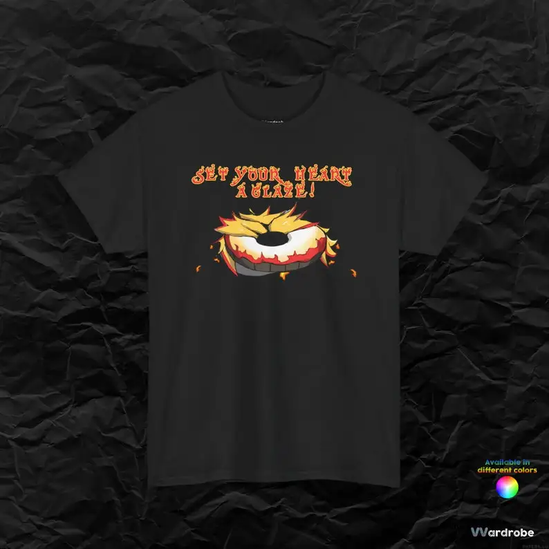 Rengok-Donut ''Set your heart a GLAZE!'' sarcastic D.Slayer inspired heavy cotton t-shirt