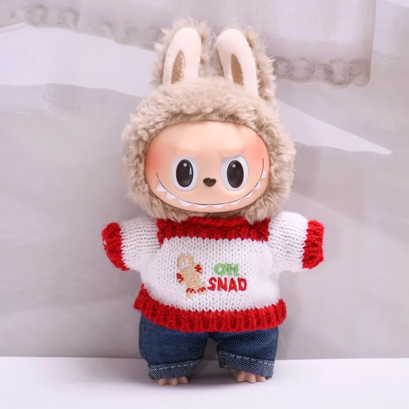 17 سنتيمتر لطيف البسيطة أفخم دمية الملابس الزي اكسسوارات لكوريا Kpop Exo Labubu المعبود الدمى عيد الميلاد محبوك سترة طفل هدية #6