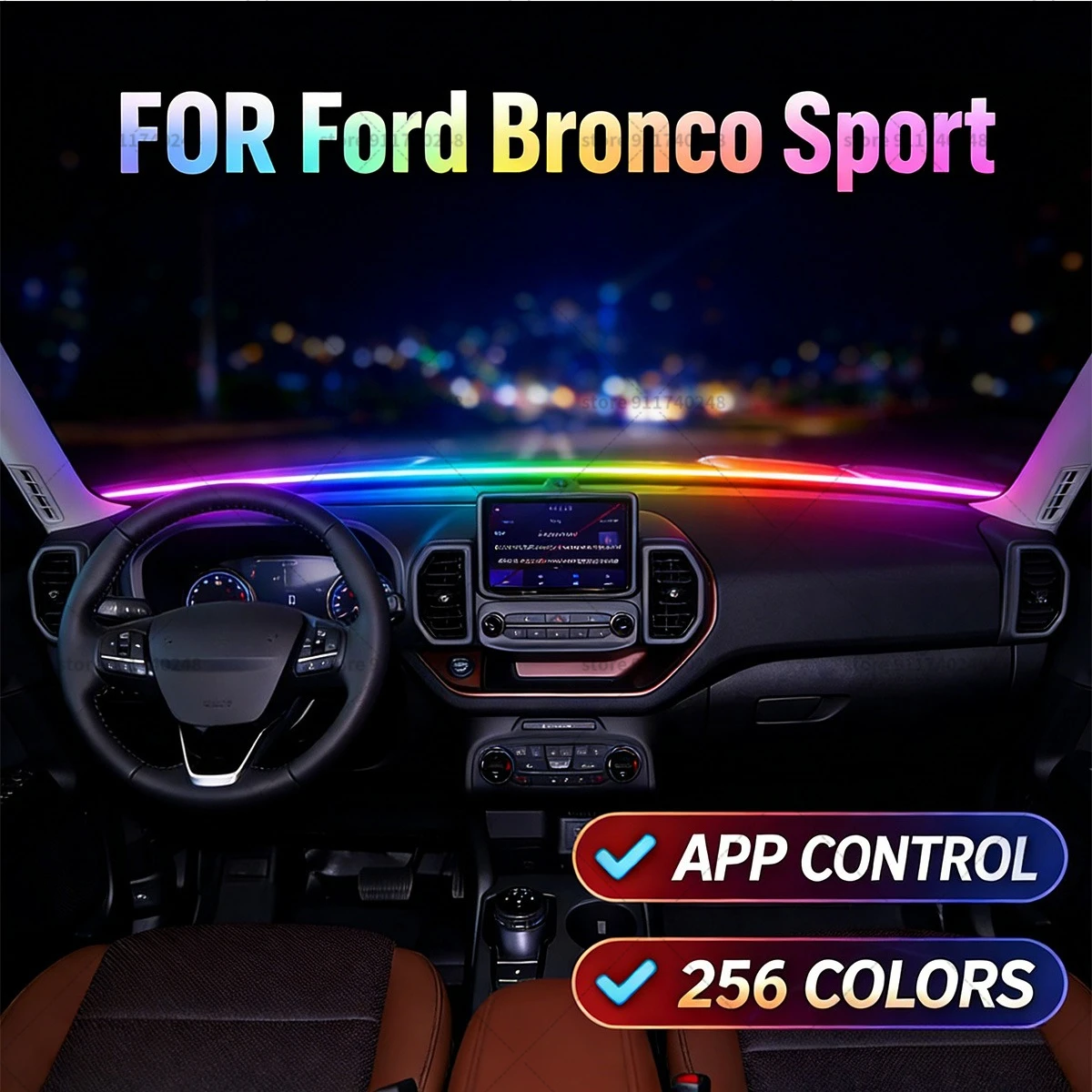 

Для Ford Bronco Sport автомобильная декоративная световая полоса, красочная акриловая звукоизоляционная полоса для переднего лобового стекла