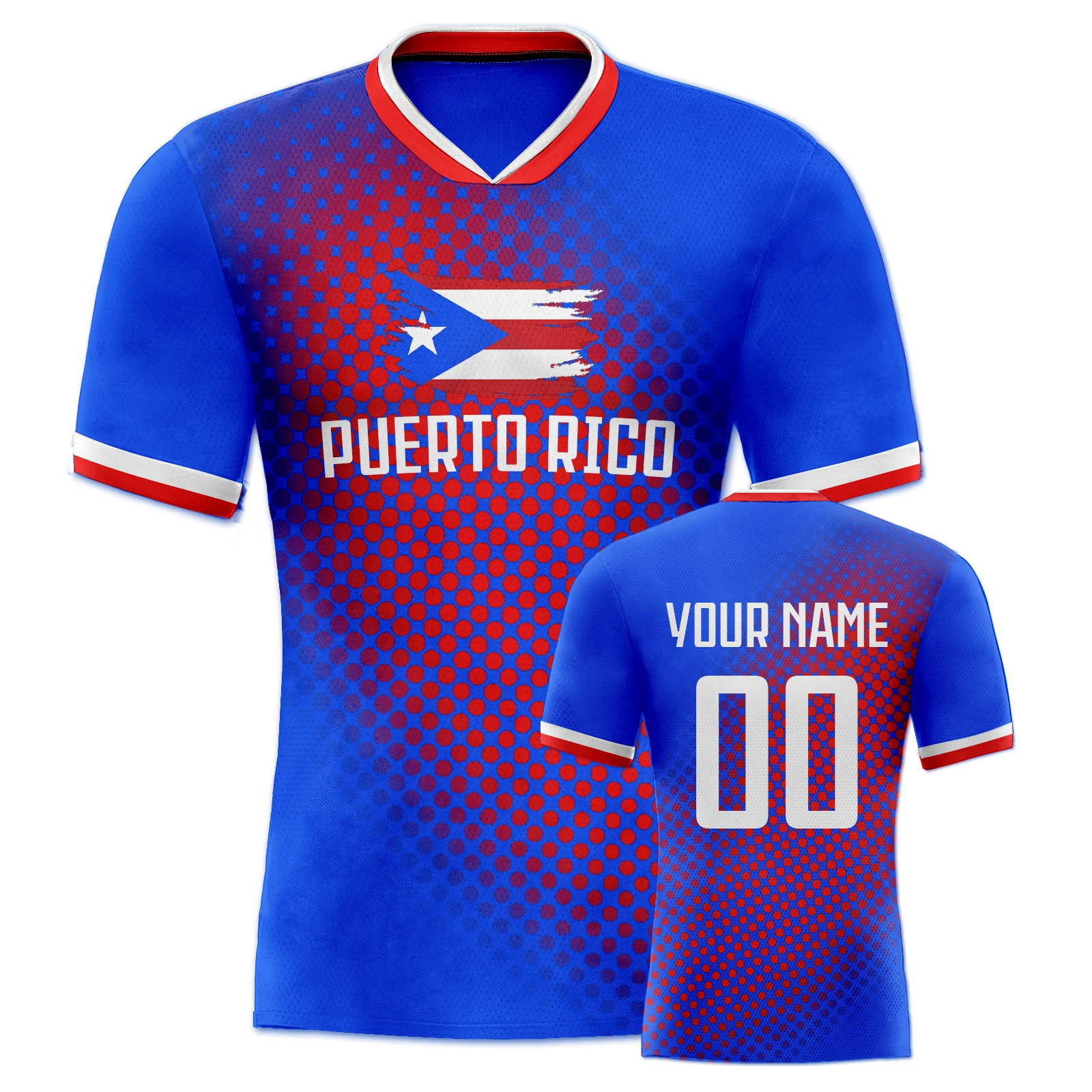 Custom Puerto Rico Football Jersey Personalized Name Number Quick-Dry Soccer Team Uniform Shirt Men Women Youth Fans Gift