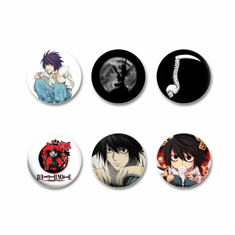 Japanese Anime Death Note Enamel Pins, Round Brooch, L Killer, Yagami Light, Cosplay Badge, Backpacks Jewelry, Xmas Gifts