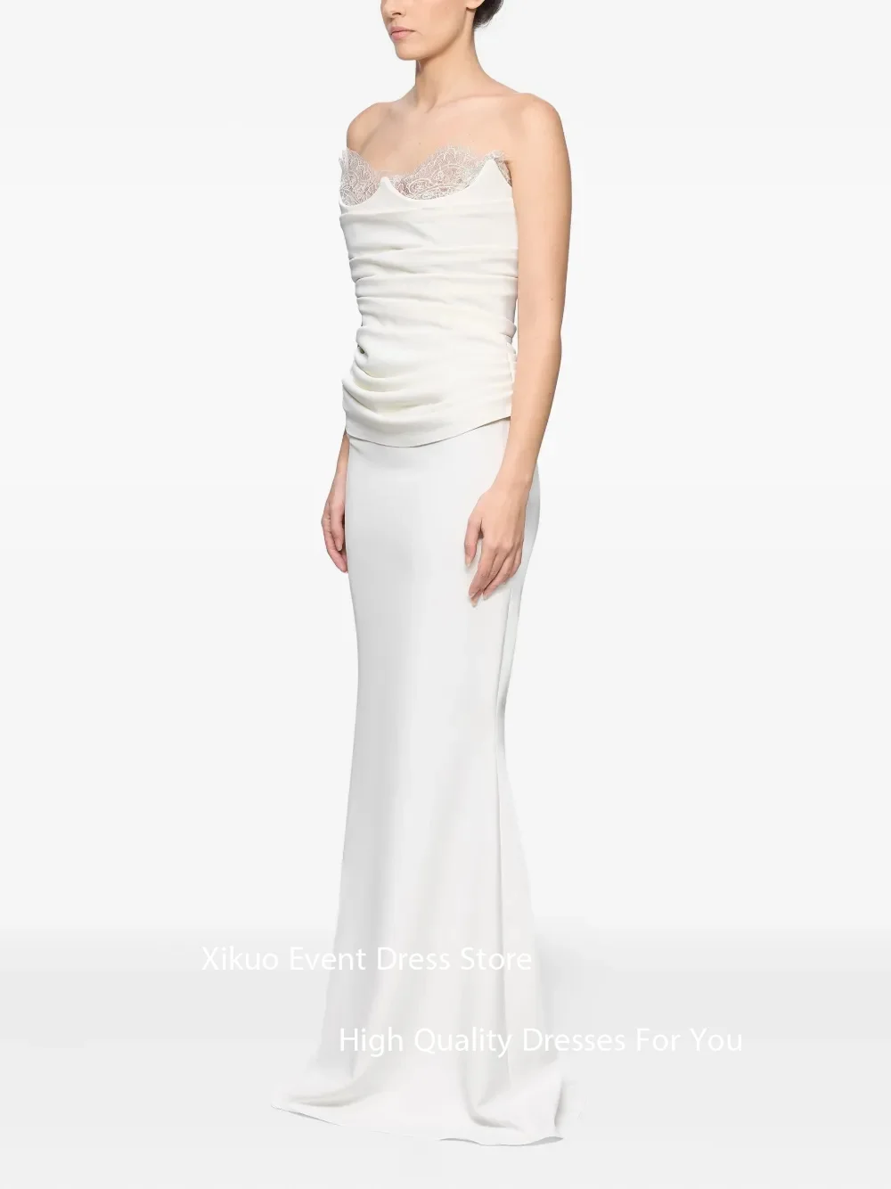 Xikuo-Vestido De Novia De sirena sin tirantes, Espalda descubierta, apliques sin mangas, Maxi vestidos De Novia, corpiño fruncido, personalizado