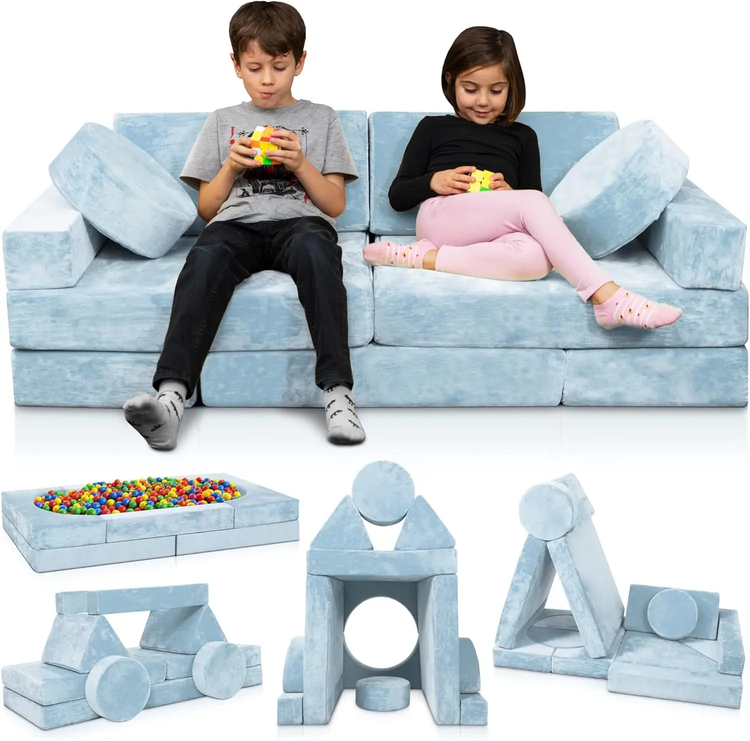 

Modular Kids Play Couch, Child Sectional Sofa, Bedroom and Playroom Furniture for Toddlers