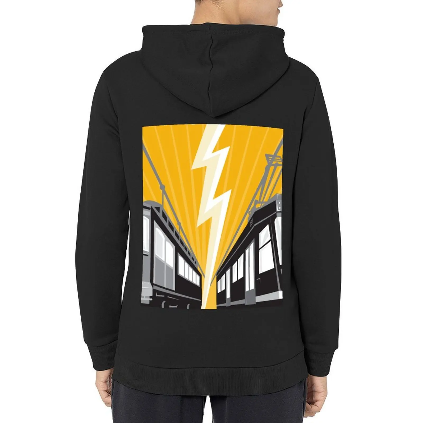 

Vintage and Modern Streetcar Tram Train Hoodie autumn clothes anime clothes anime clothing graphic hoodie