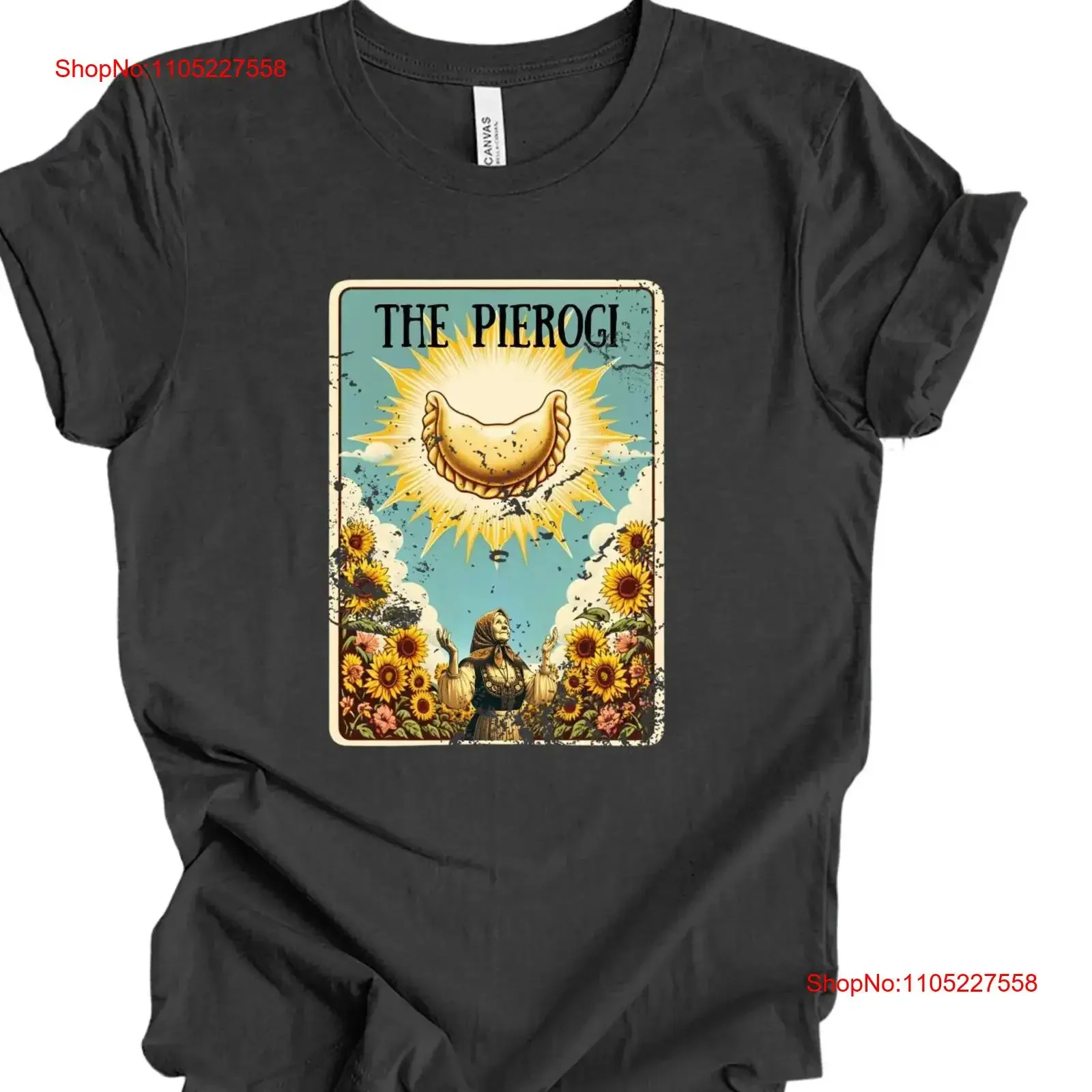 Polish T Shirt Pierogi Tarot Card Distressed Design Jersey for Pride vintage Washed Top For Everyday Wear Versatile fashion