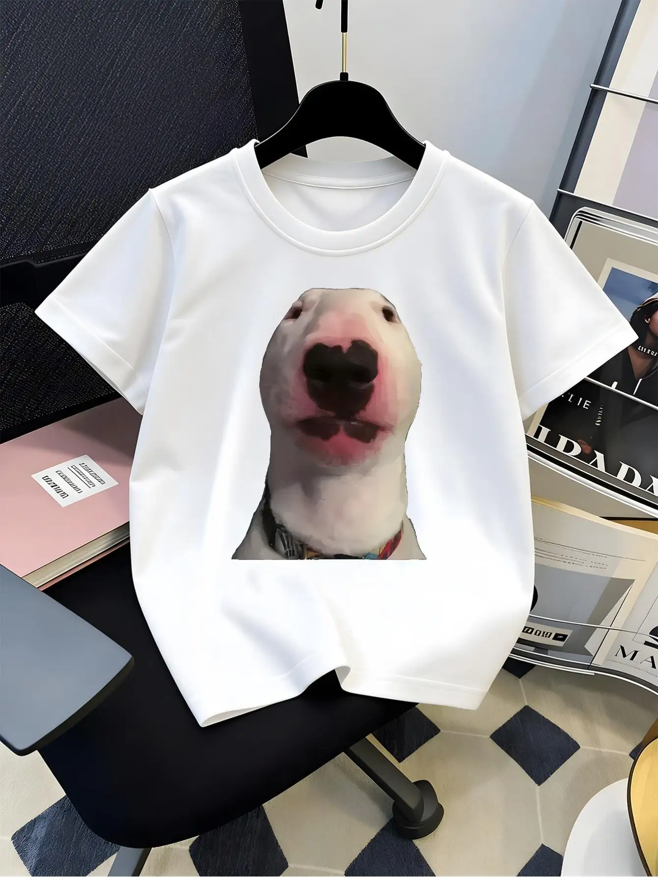 Kids Boys Girl T Shirt Funny Bull Terrier Dog Meme Print Short Sleeve Tee Family Matching Summer Holiday Parent Child Casual Top