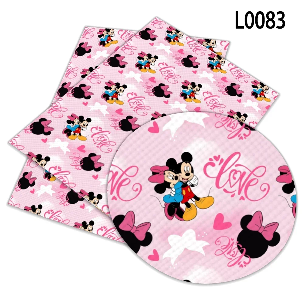 Disney Mickey Minnie Cartoon Printed Faux Leather Sheets Vinyl Sheets DIY Earring Hair Bow Crafts Leather 12*8