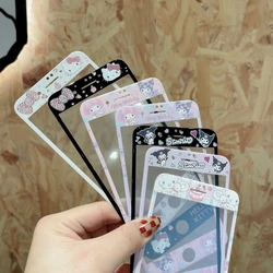 Screen Protectors for IPhone 6 6S 7 8 8Plus SE2020 2022 Full Cover Tempered Glass Kuromi Hello Kitty Melody Twin Stars