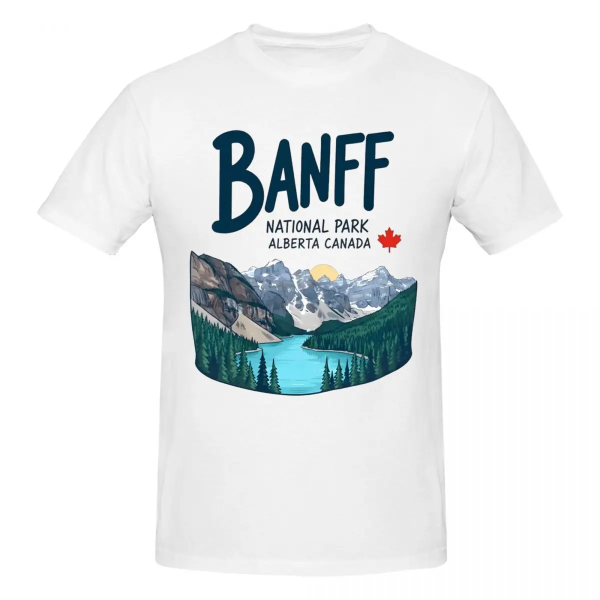Men Banff National Park Alberta Rocky Mountains Awesome T Shirt Vintage O-neck Cotton Anime Shirt