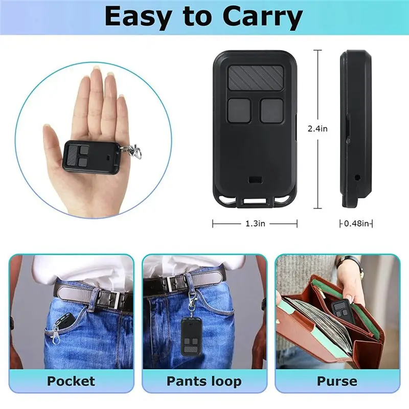 ABKN 4PCS Universal Garage Door Opener Remote Control 3-Button Mini Key Chain for Liftmaster 890Max
