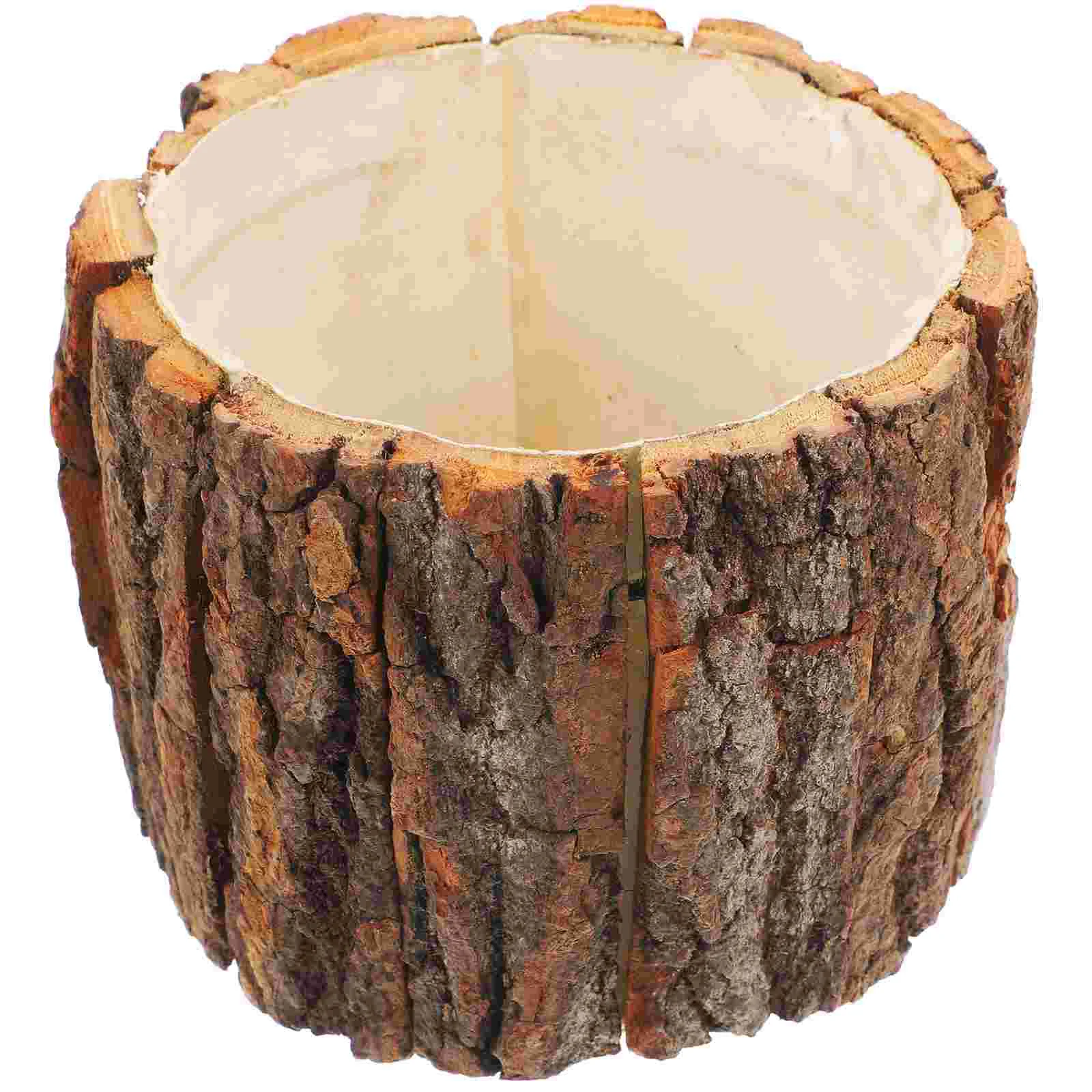 Bark Fountain Peaceful Feeling Decoration Simple Vase Flower Pot Bucket Arrangement Tree Stump Decorative Piece Wooden Storage