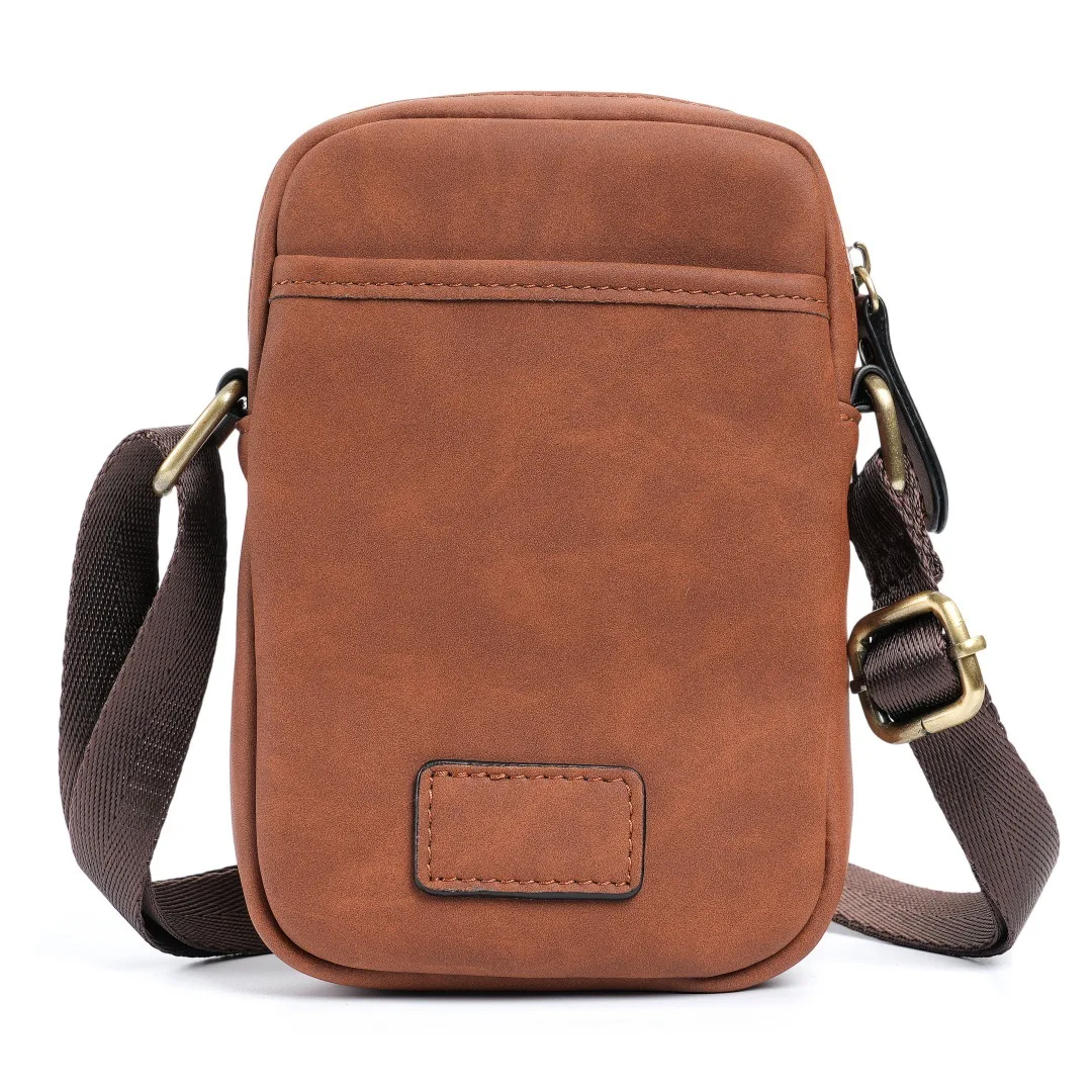 

Multi-Functional Retro Matte Split Leather Crossbody Shoulder Bag Men Adjustable Strap Cross Body Bag for Phone & Small Items