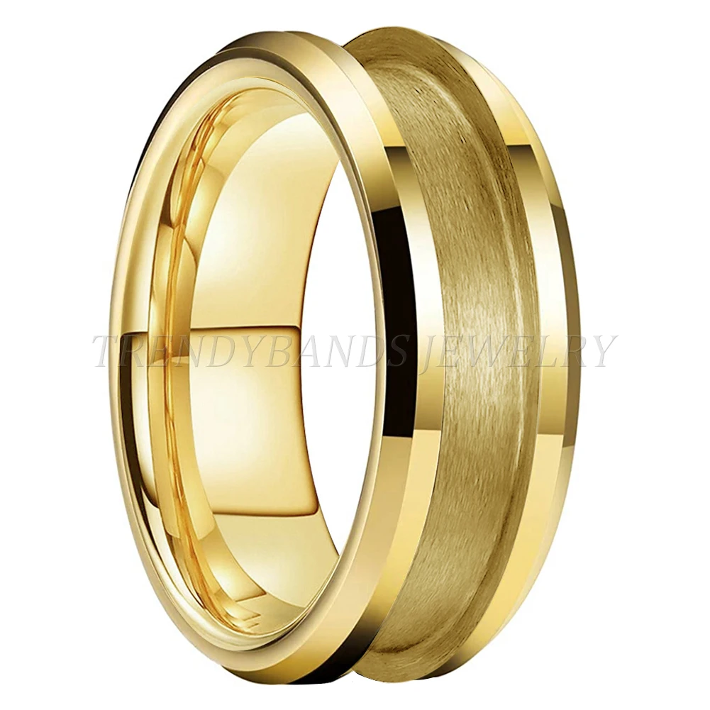 8mm Großhandel Wolfram Blank Core Ring für kunden spezifische Inlay mit 4mm Nut abgeschrägt poliert Komfort Passform – Detail 2
